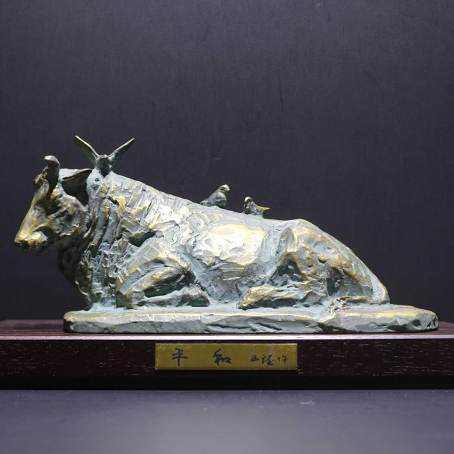 Amazon.co.jp: 【丑】北村西望ブロンズ像置物「平和」1973年干支牛銅像